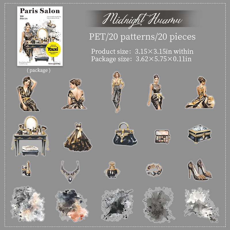 0722 Paris salon PET sticker -20Pcs each pack