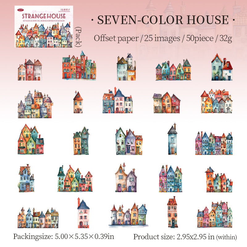 0622 Strange House cardstock Sticker -50Pcs each pack