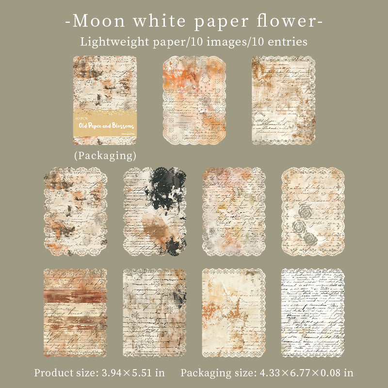 Aged Paper Floral Lace die cut Paper -10Pcs each pack