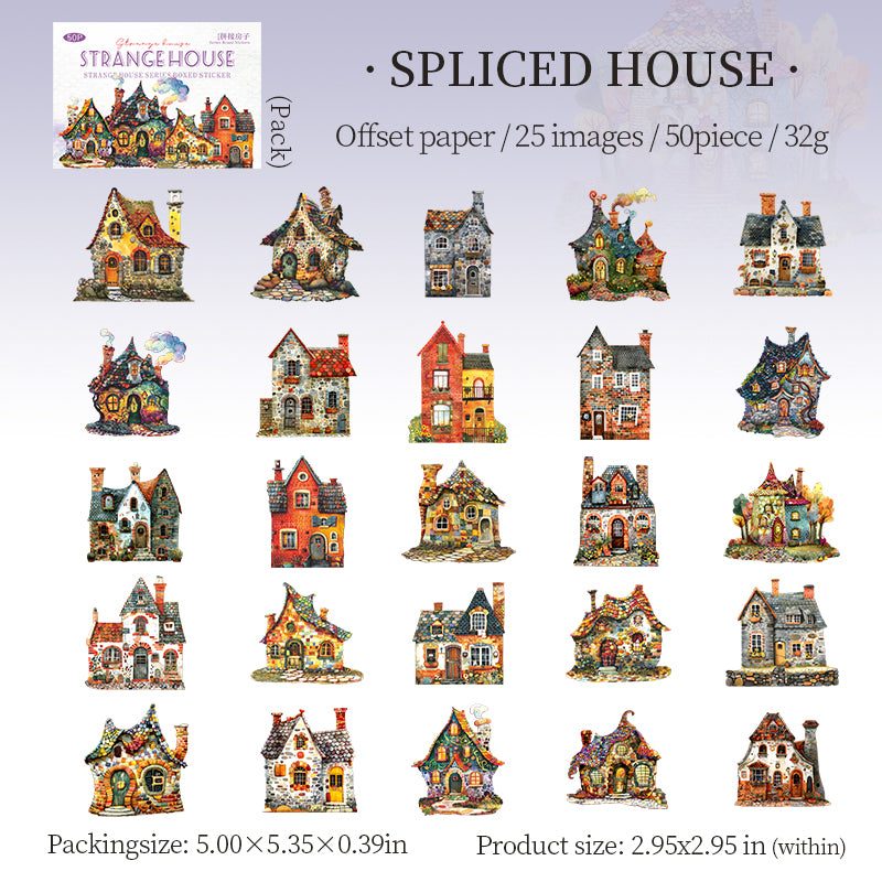 0622 Strange House cardstock Sticker -50Pcs each pack