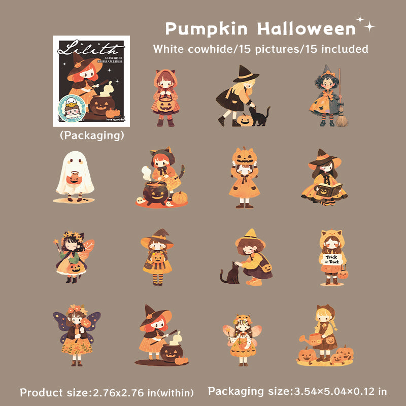 0807 Little witch Solid Sticker -15Pcs each pack