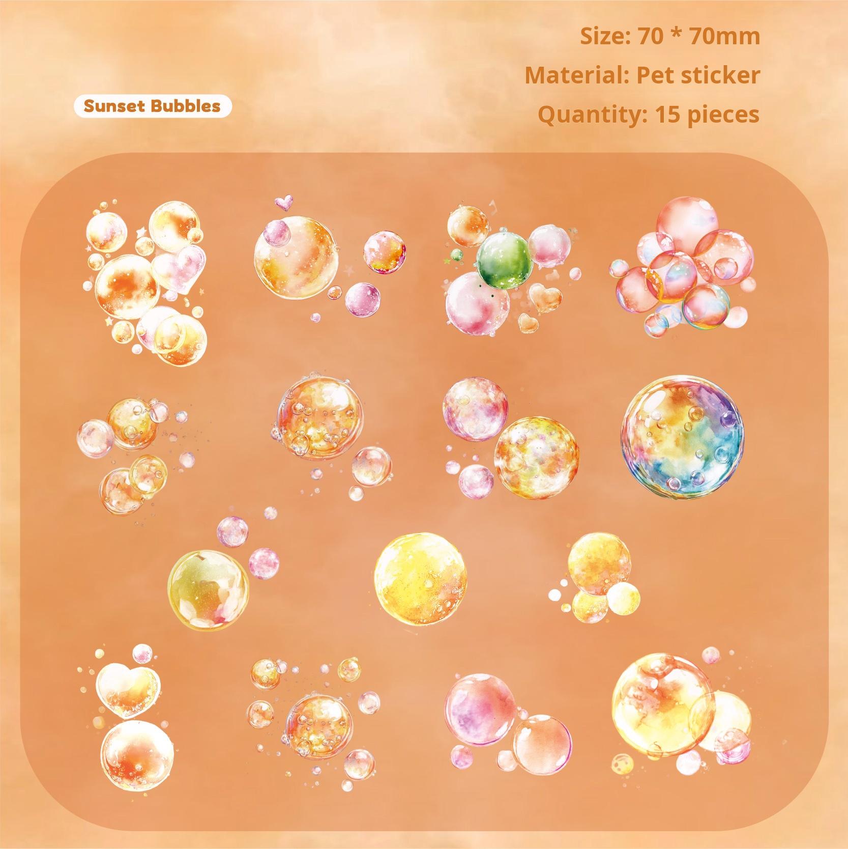 0813 Colorful bubbles PET Sticker -15Pcs each pack