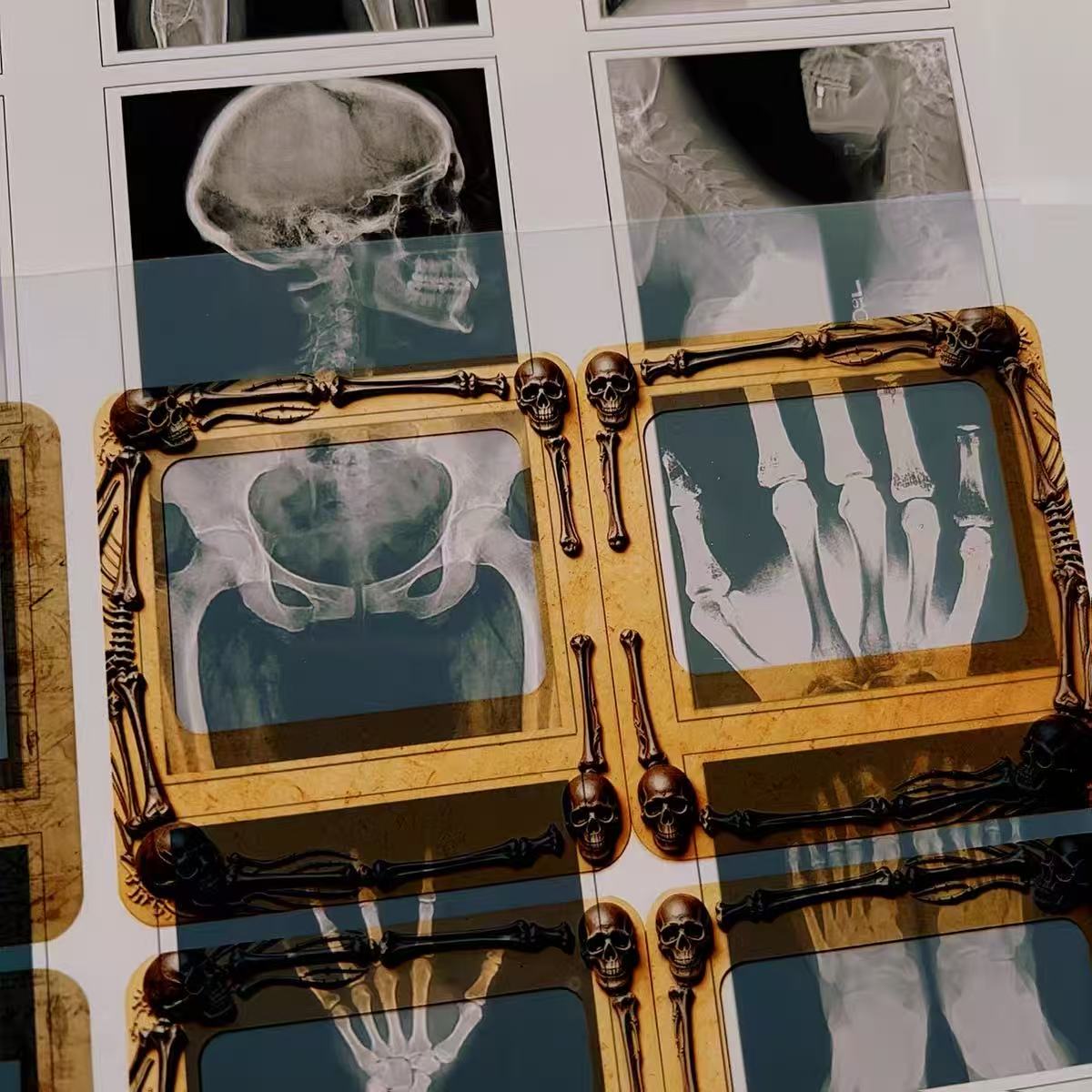 A4 size Vintage Skull Film 1pcs & X-ray Paper 2pcs (Uncut, with white borders)