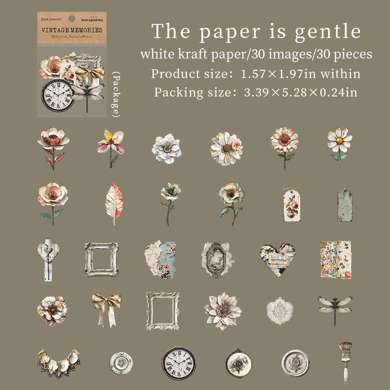 0910 Vintage Solid Sticker -30Pcs each pack