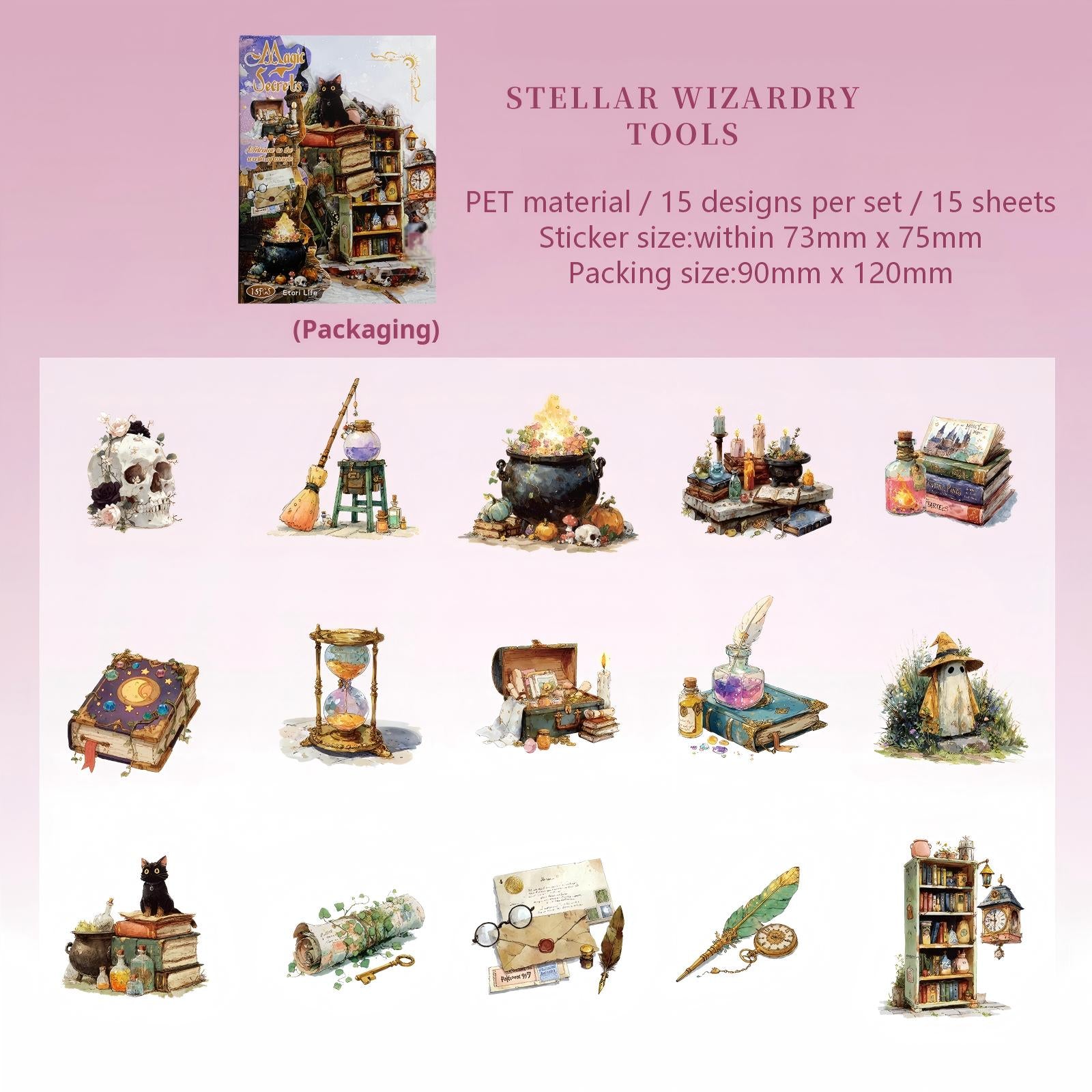 260122 Magic Secrets PET sticker -15Pcs each pack