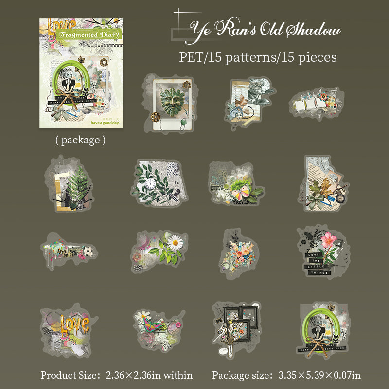 1111 Fragmentary diary PET sticker -15Pcs each pack
