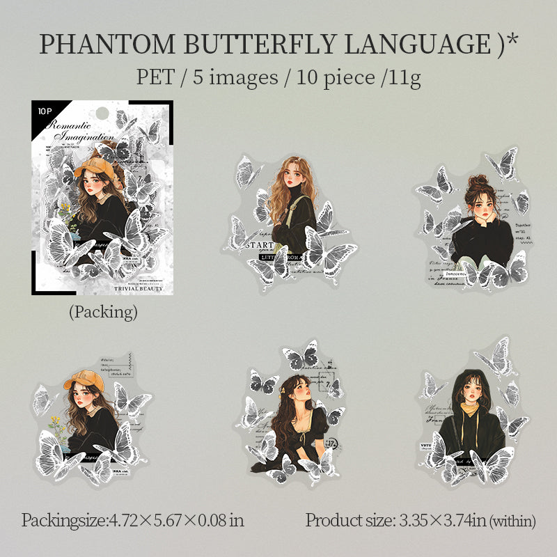 0809 Flower and girl Sticker -10Pcs each pack