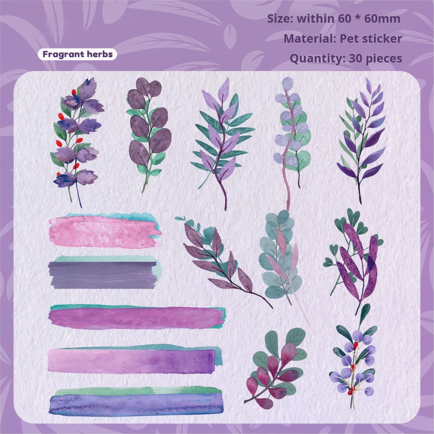 1011 Leaves PET sticker -30Pcs each pack