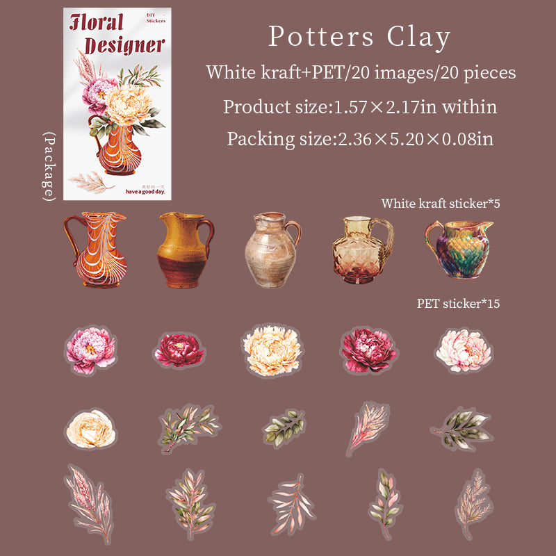 1112 Flowers PET & Solid sticker -20Pcs each pack