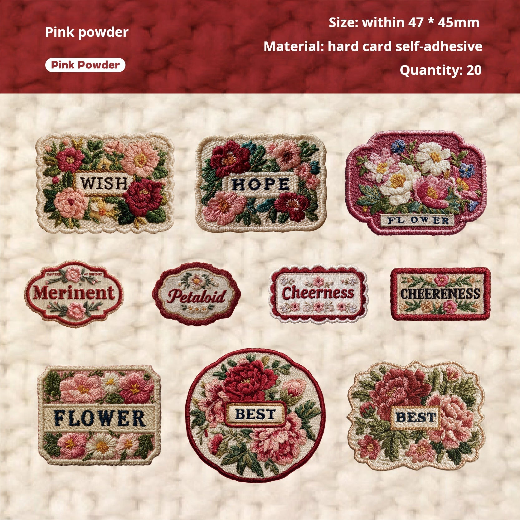 1231 Embroidery sticker -20Pcs each pack