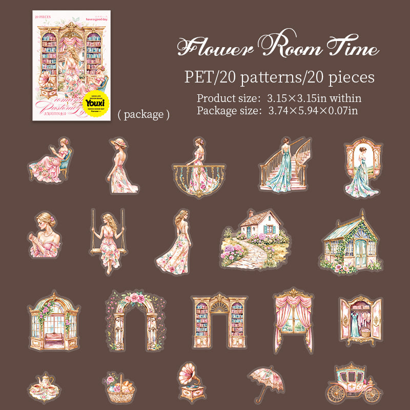 0731 Romantic rural life PET Sticker -15Pcs each pack