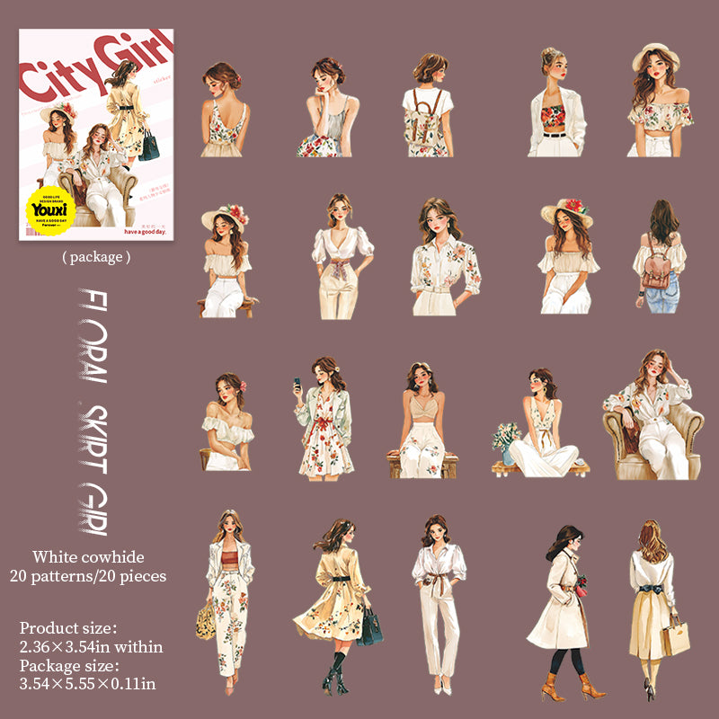 0715 City girl Solid sticker -20Pcs each pack