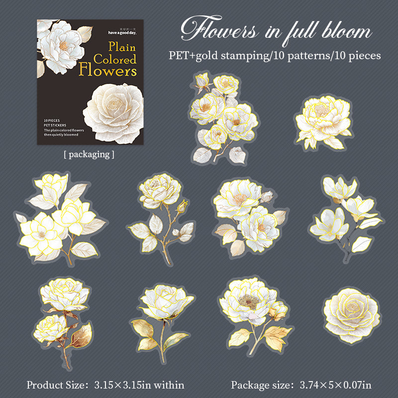 1007 Plain flowers PET sticker -10Pcs each pack