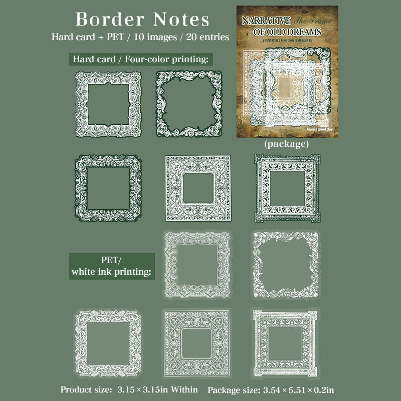 1205 Vintage frame cardstock & PET sticker -20Pcs each pack