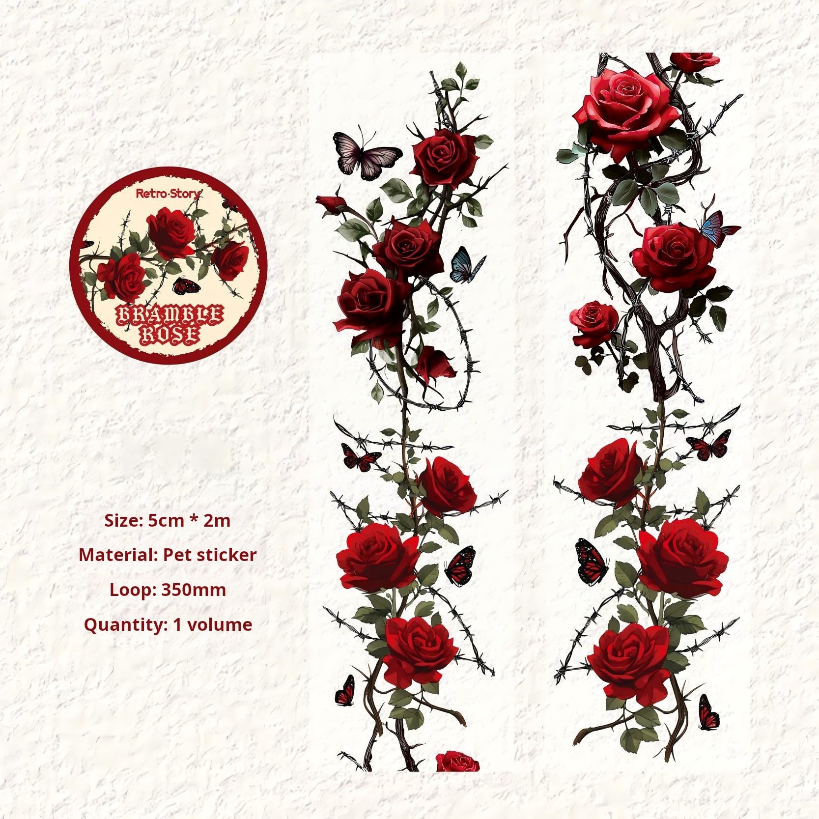 1226 Thorn rose PET Tape -5cm*2m