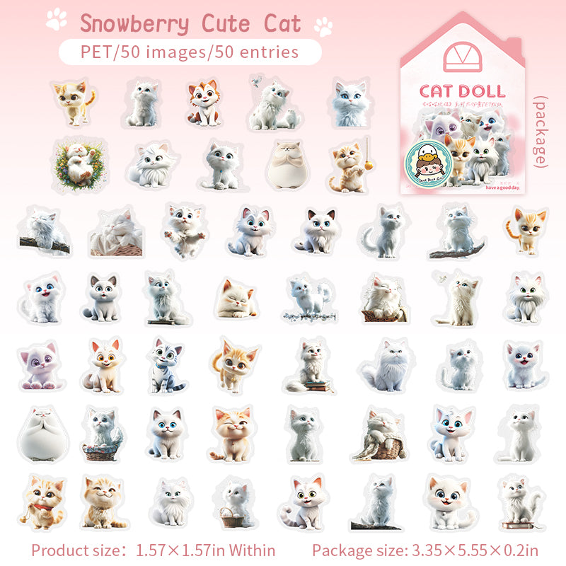 0722 Cat Doll PET sticker -50Pcs each pack