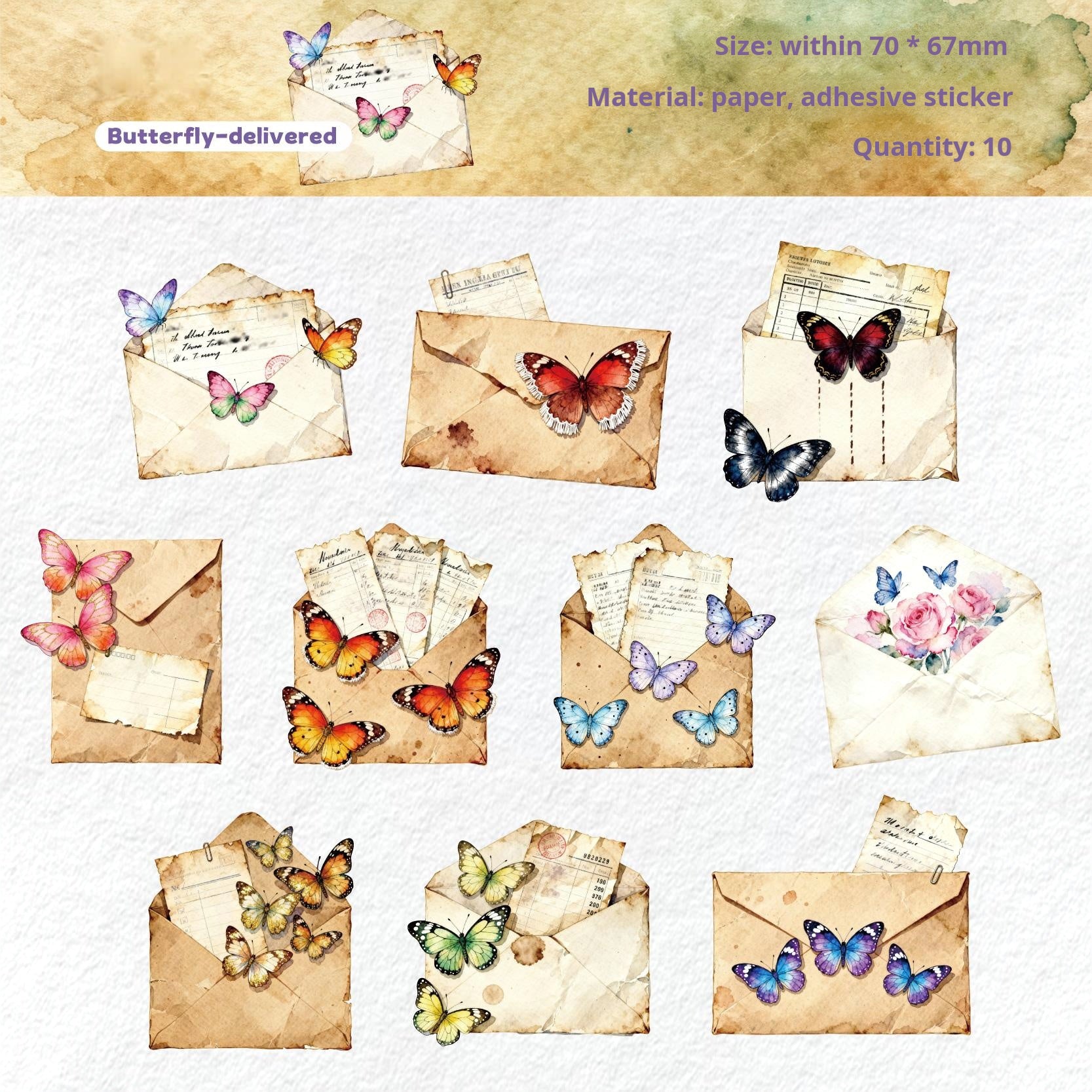 1023 Letter from afar sticker -10Pcs each pack