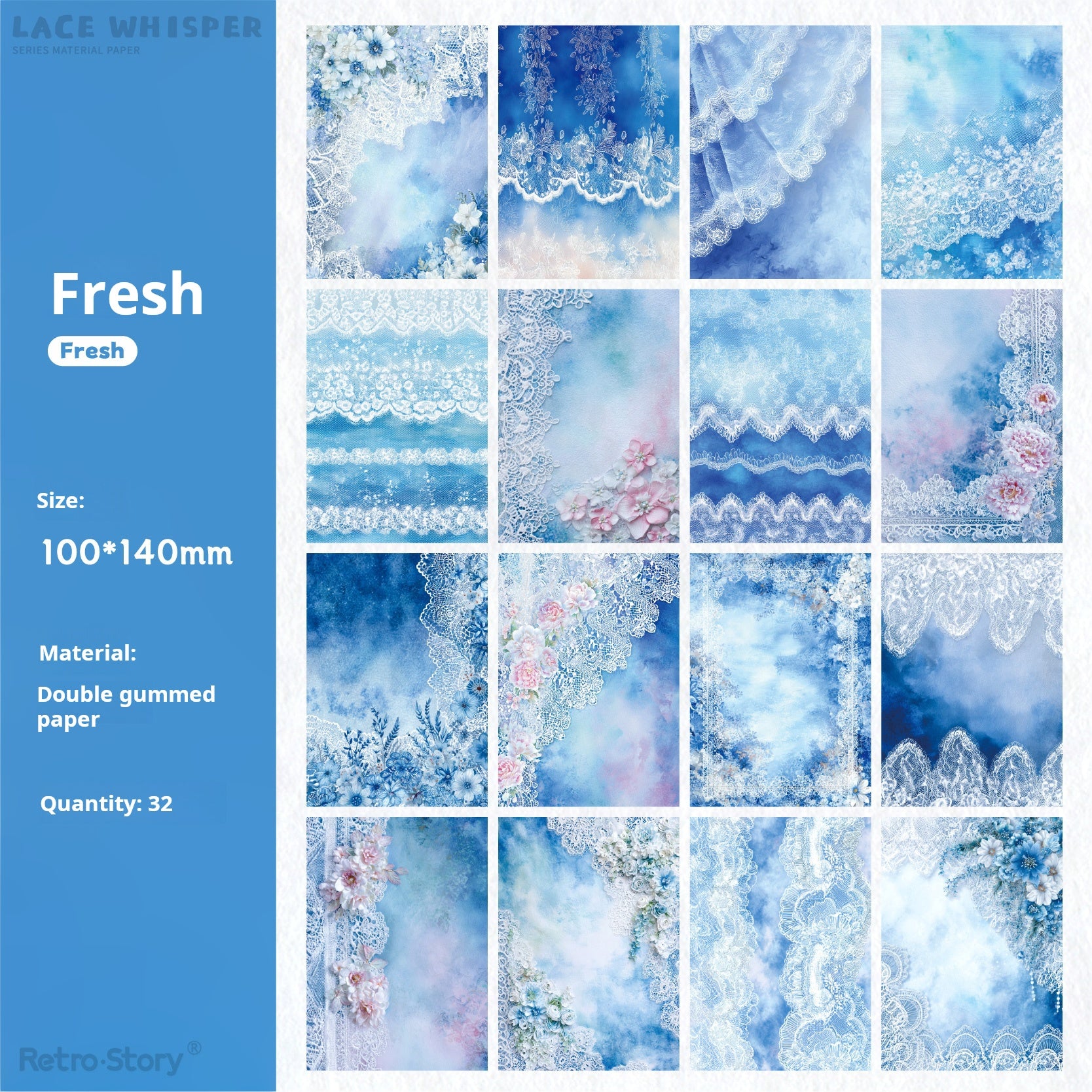 1213 Lace whisper Paper -32Pcs each pack