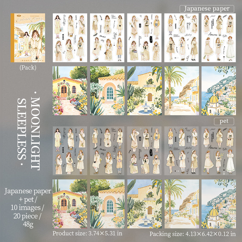 0622 Travel Girl PET & Washi pre-cut Sticker Book -20Pcs each pack