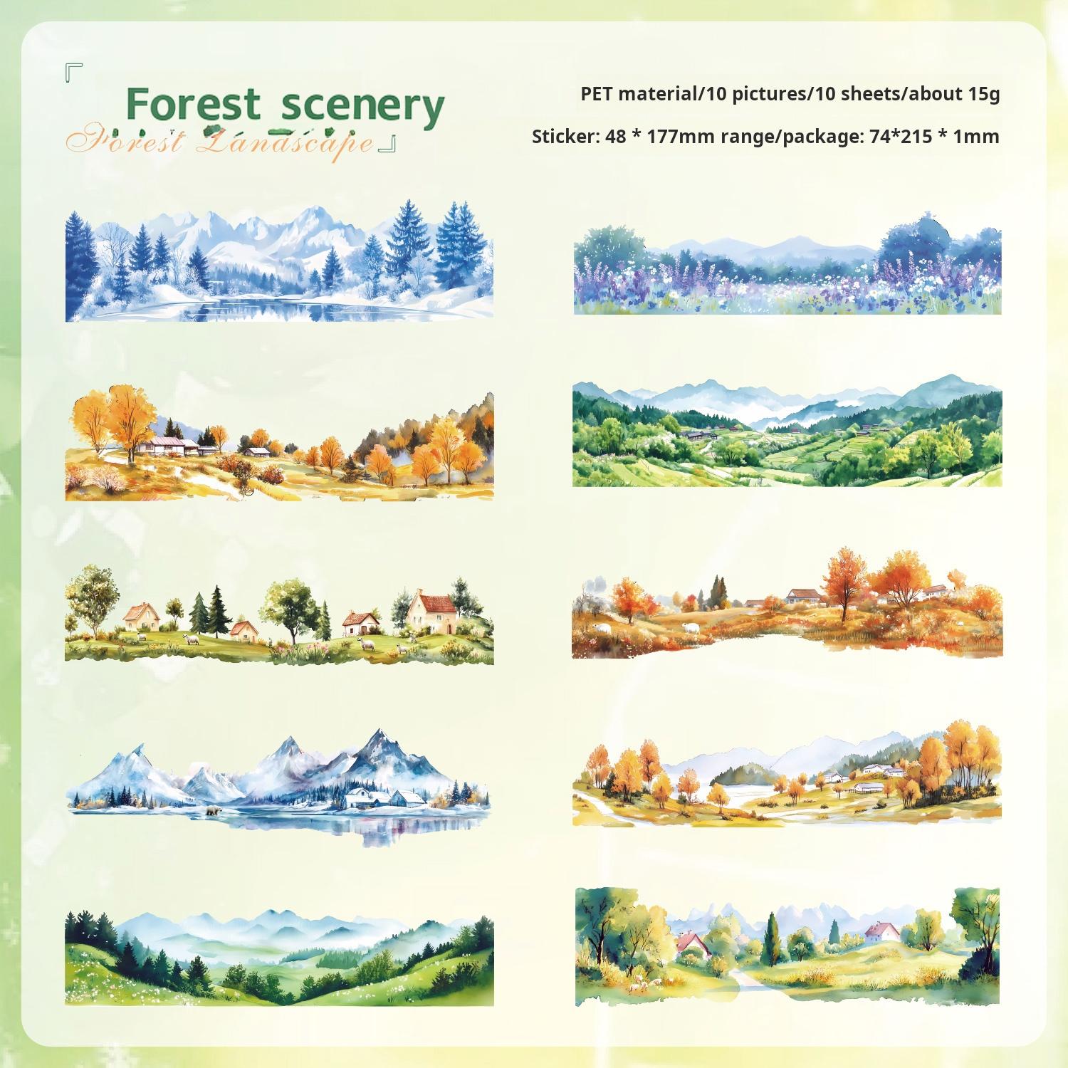 0729 Small town scenery PET Sticker -10Pcs each pack