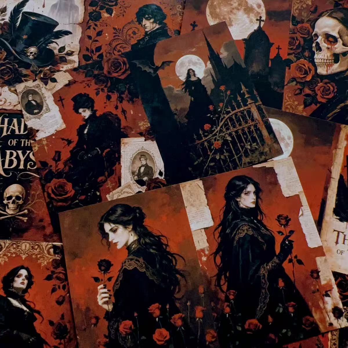Vintage Gothic Vampires papers layered