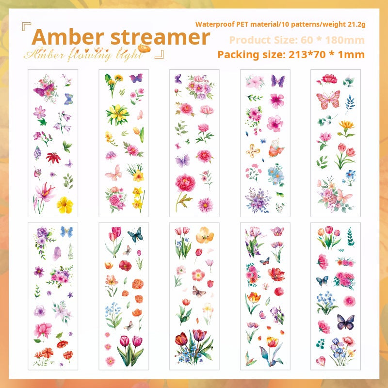 0619 Flower precut PET Sticker -10Pcs each pack