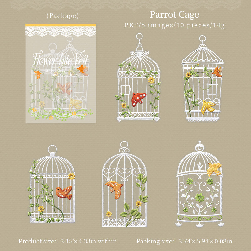 Flower Isle Veil PET Stickers -10Pcs each pack