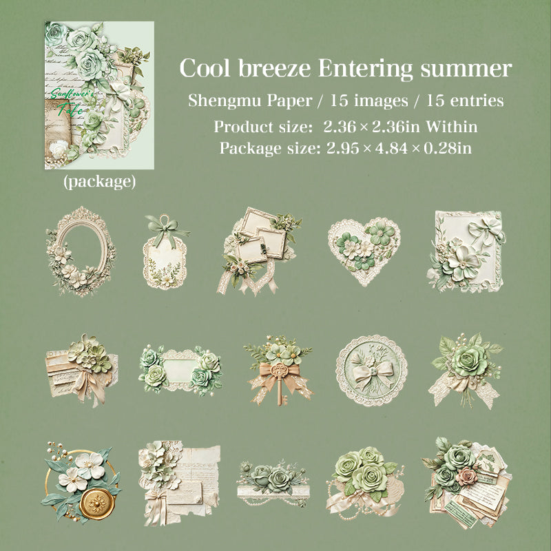 Flower Tales Cardstock Stickers -15Pcs each pack