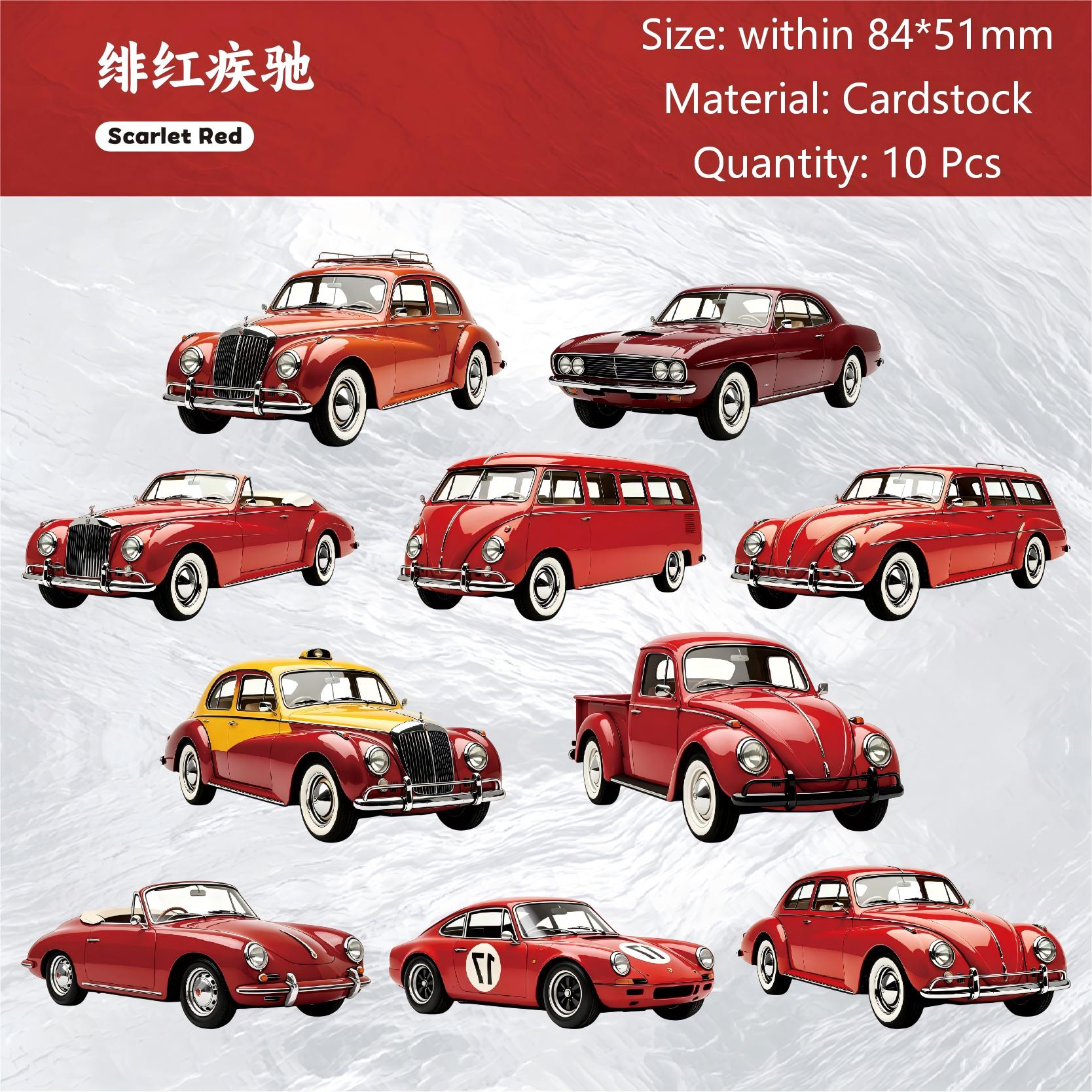 Vintage Vehicle Collection Cardstock Stickers -10Pcs each pack