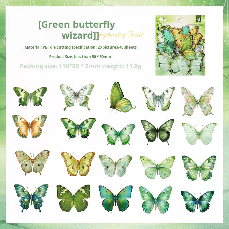 0619 Butterfly PET Sticker -40Pcs each pack