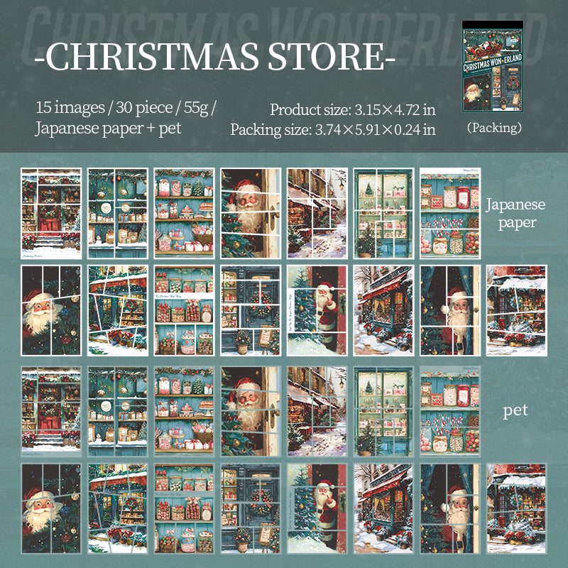 0720 Christmas town PET & Washi Sticker Book -30Pcs each pack
