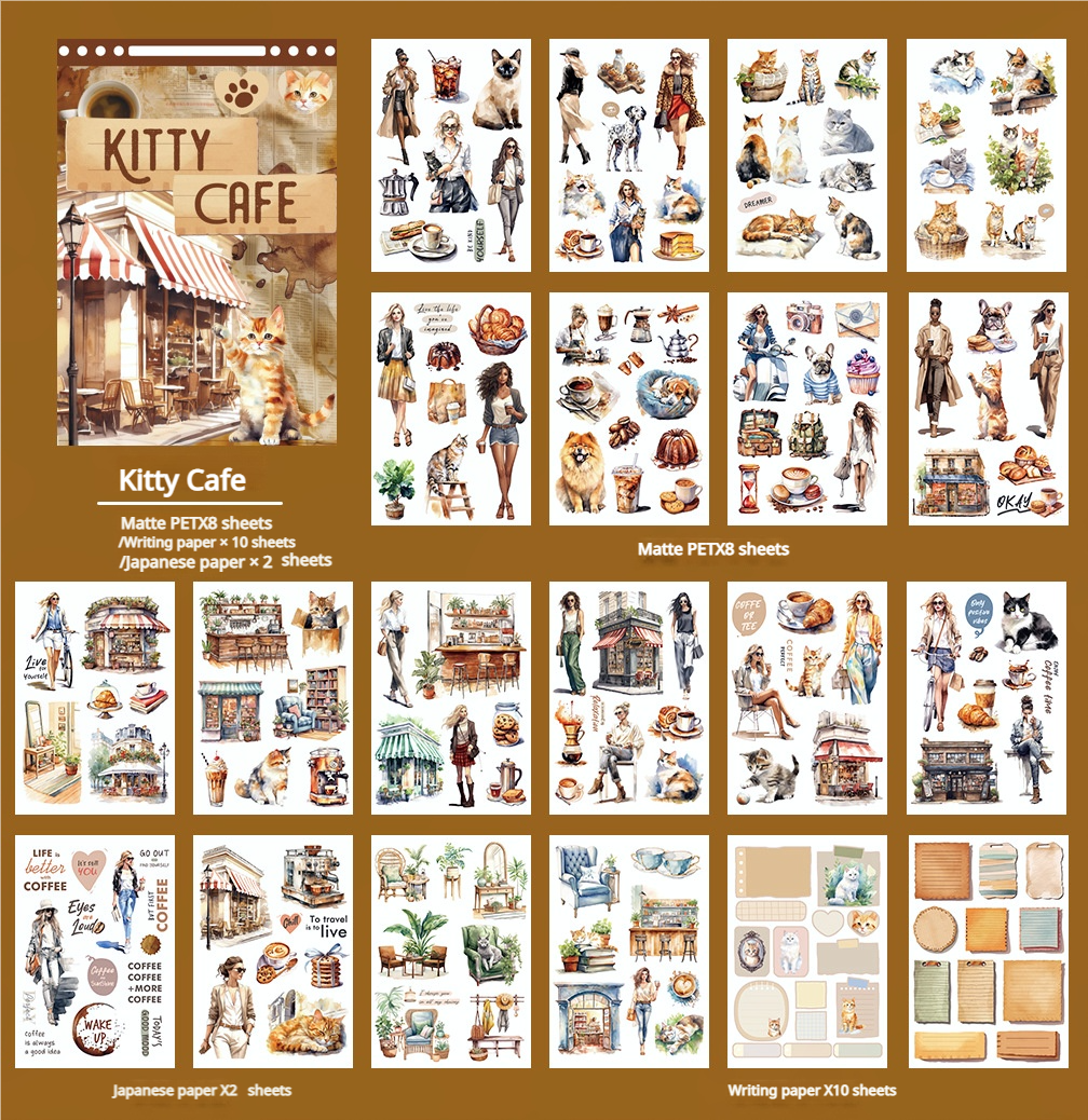 S-544- Kitty Cafe Sticker Book -20Pcs each pack