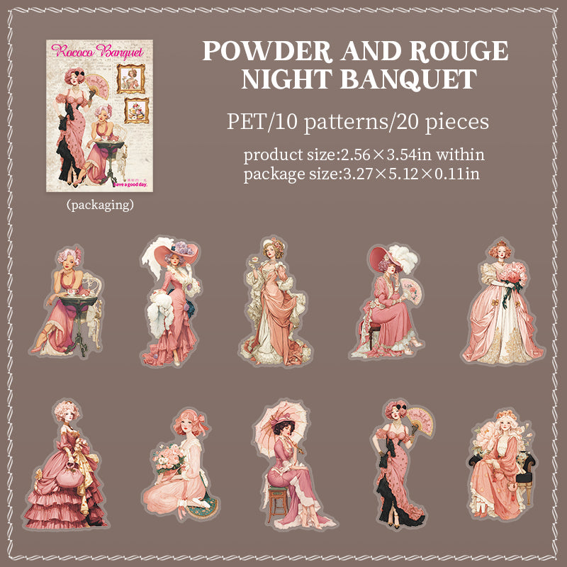 Vintage Rococo banquet PET Sticker -20Pcs each pack