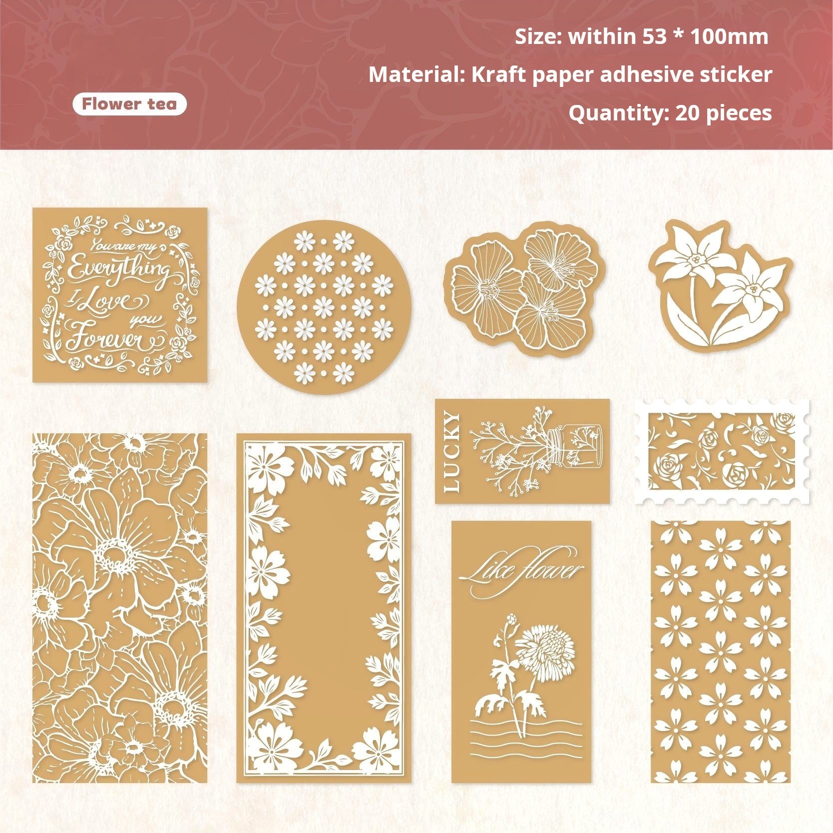 1011 Vintage Solid sticker -20Pcs each pack