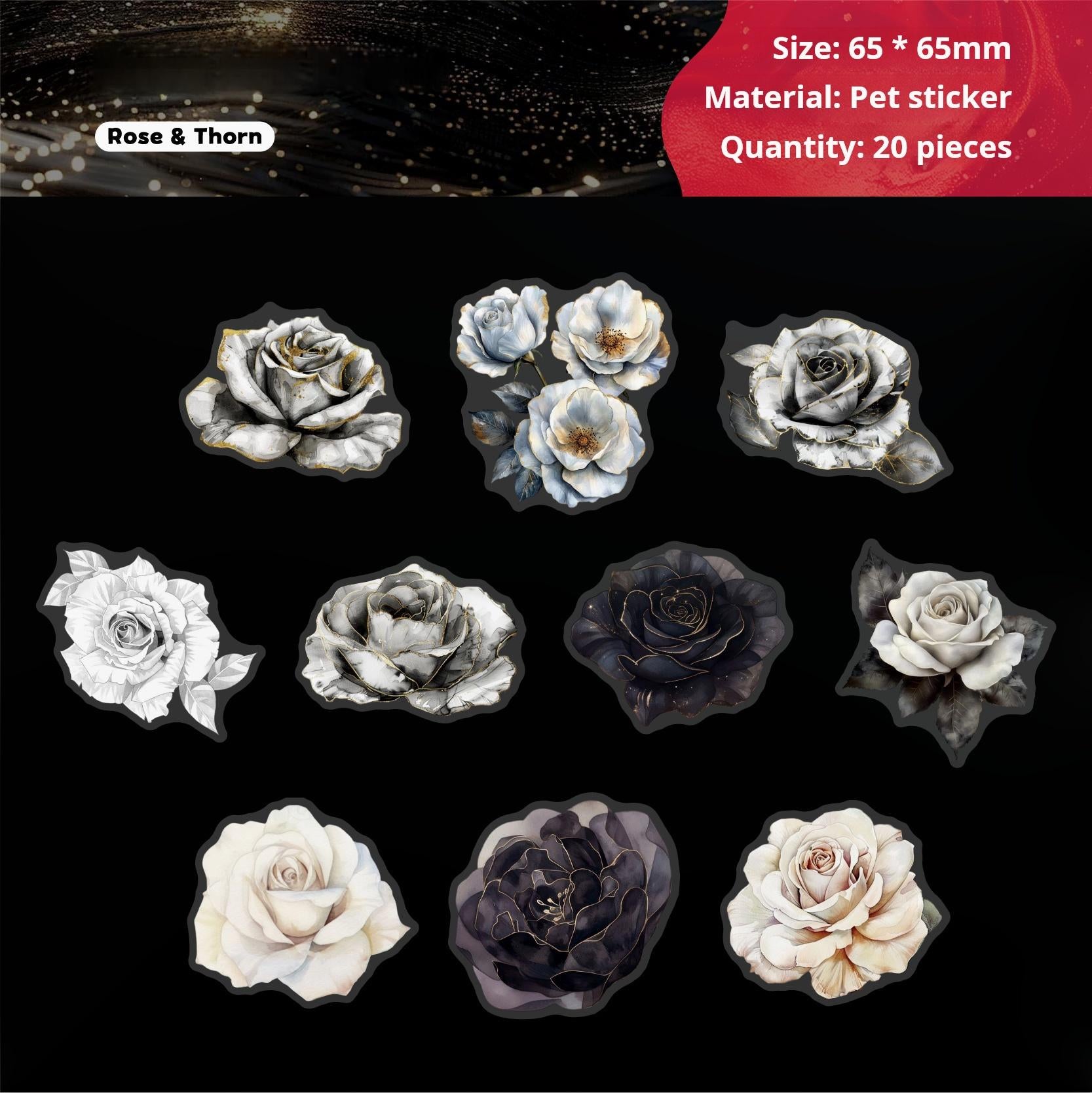0813 Ink bloom PET Sticker -20Pcs each pack