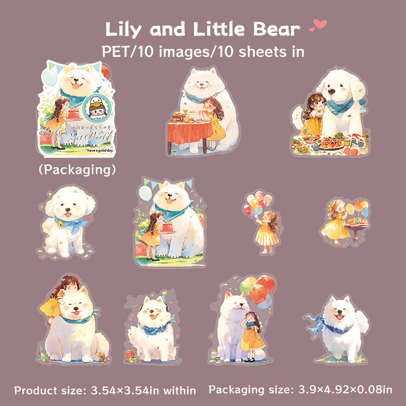 0731 Girl and pet PET Sticker -10Pcs each pack
