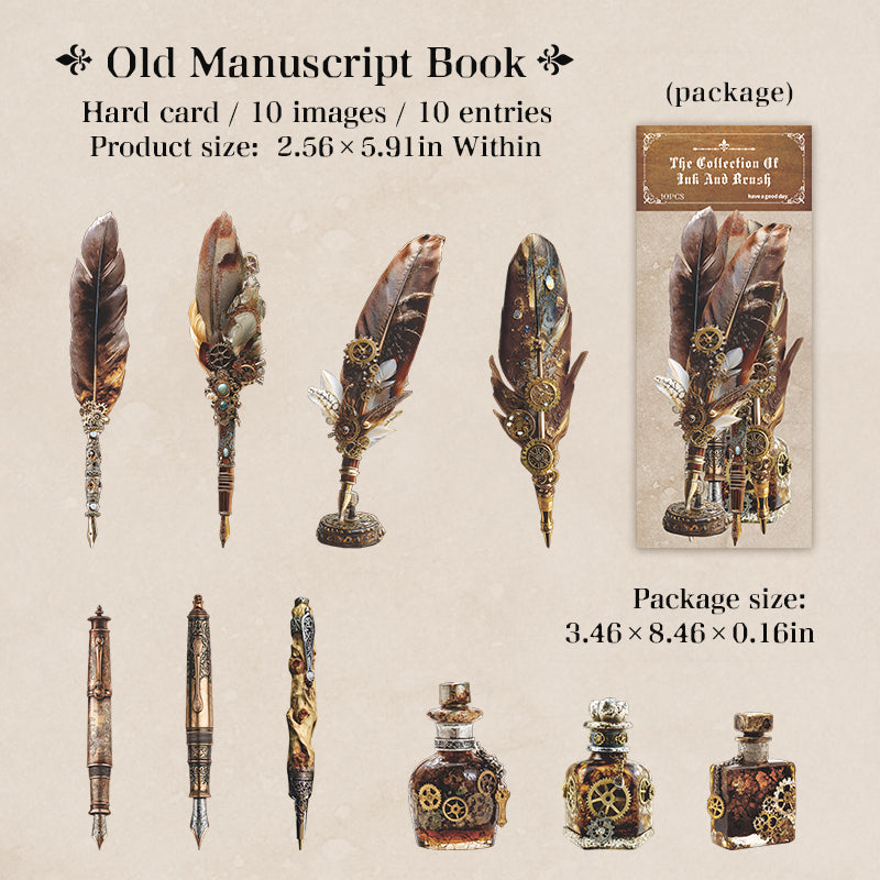 1224 Feather pen cardstock sticker -10Pcs each pack