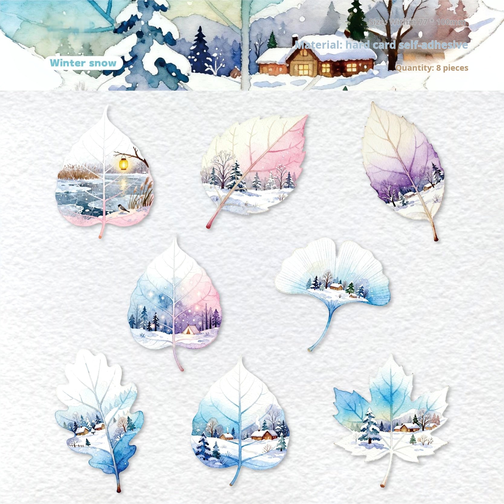 1028 Leaves cardstock sticker -8Pcs each pack