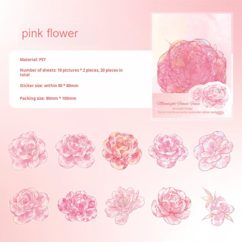 0614 Watercolor flowers PET sticker -20Pcs each pack
