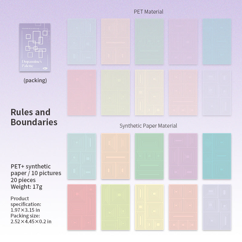 Dopamine's Palette pre-cut Solid & PET Sticker -20Pcs each pack