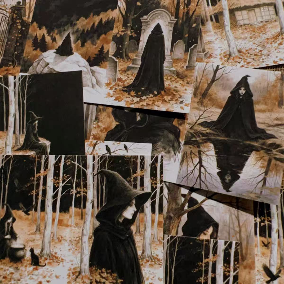 A4 size Vintage Gothic Magic Style paper 5 pcs (Uncut, with white borders)