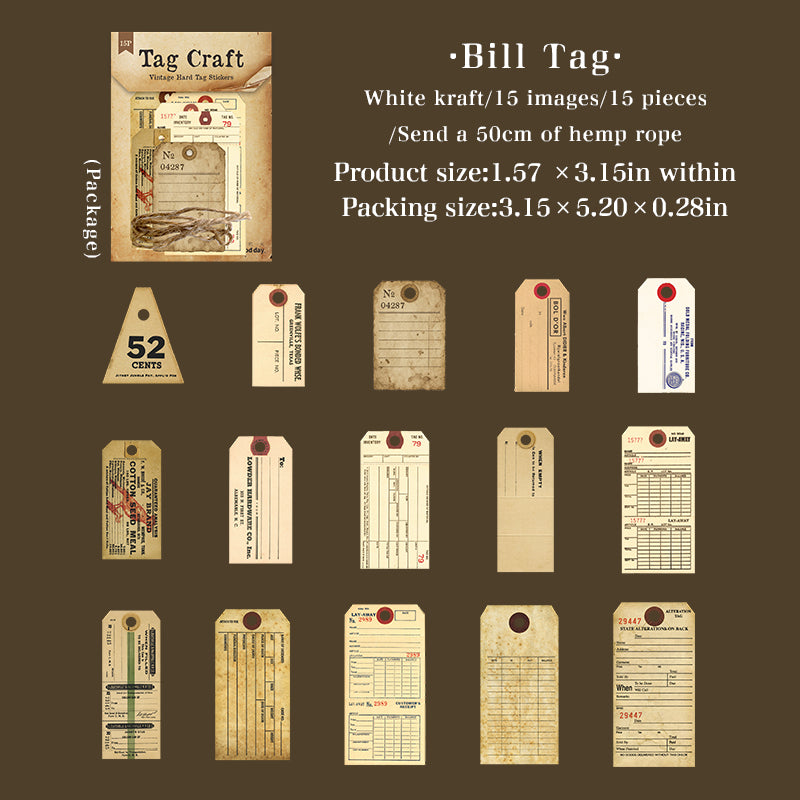 1126 Label handmade cardstock sticker -15Pcs each pack