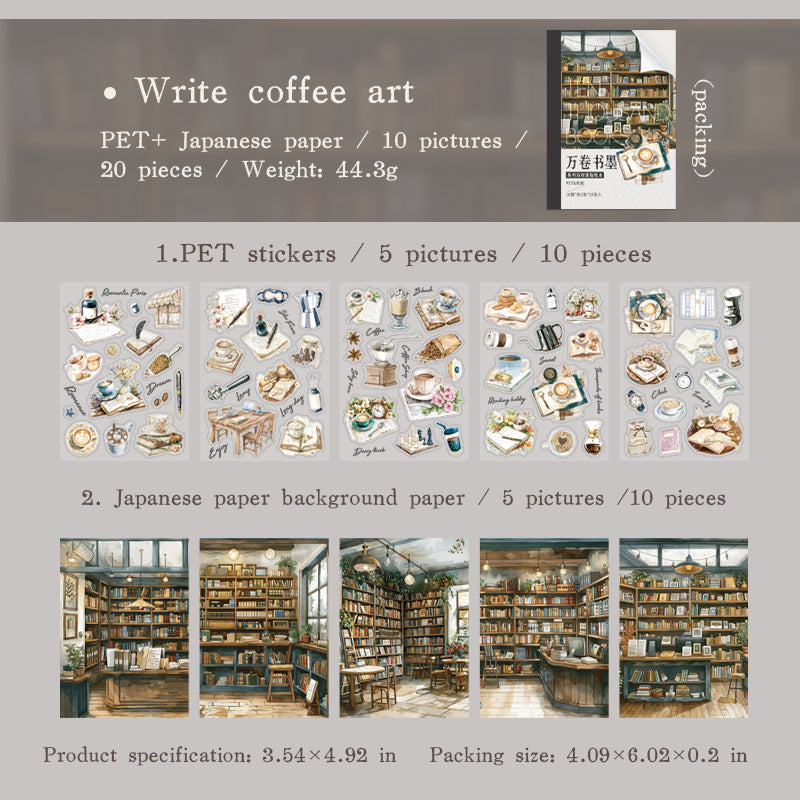 0527 Bookshops PET & Washi Sticker Book -20Pcs each pack