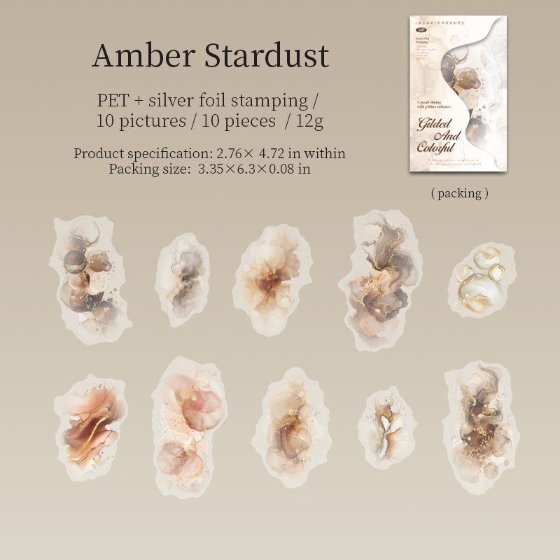 0615 Watercolor dyeing PET sticker -10Pcs each pack