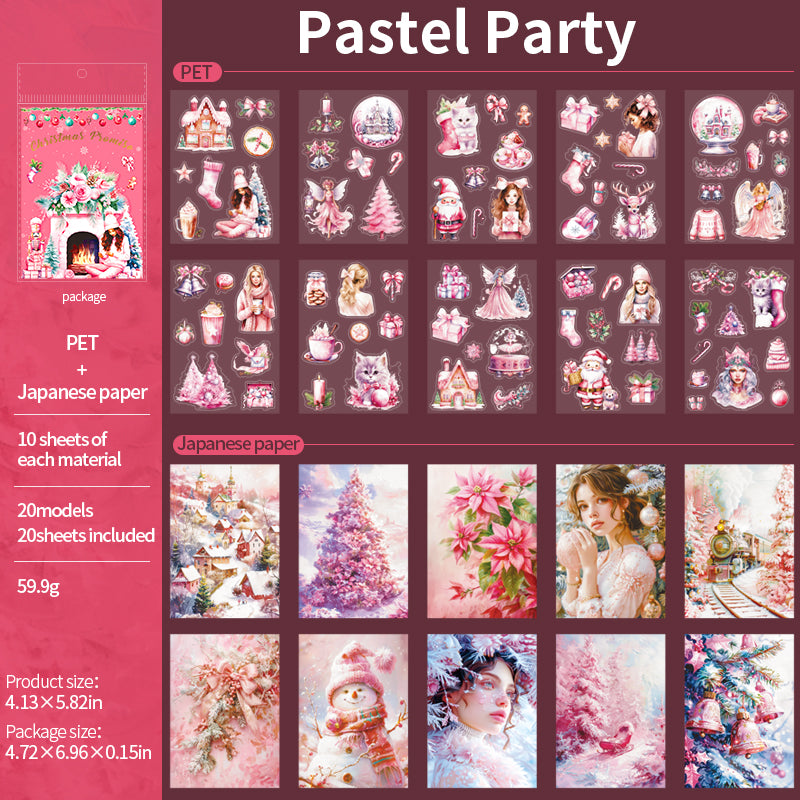 0704 Christmas promise PET & Washi Sticker Book -20Pcs each pack