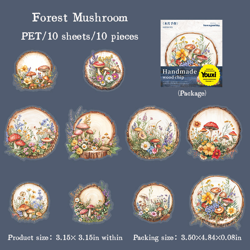0529 Wood pile and plants PET Sticker -10Pcs each pack