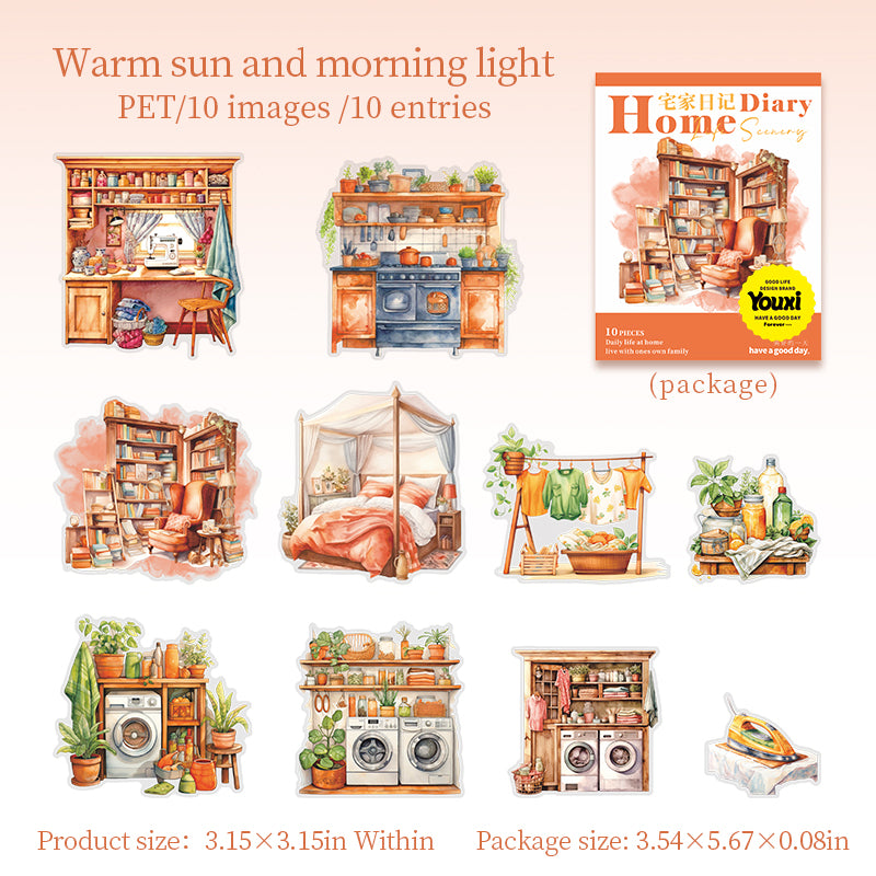 0624 Family Life Diary PET Sticker -10Pcs each pack