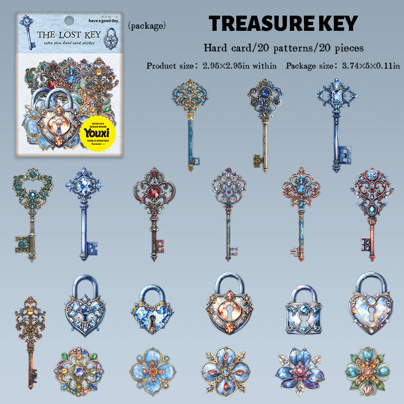 0807 Keys and locks cardstock Sticker -20Pcs each pack
