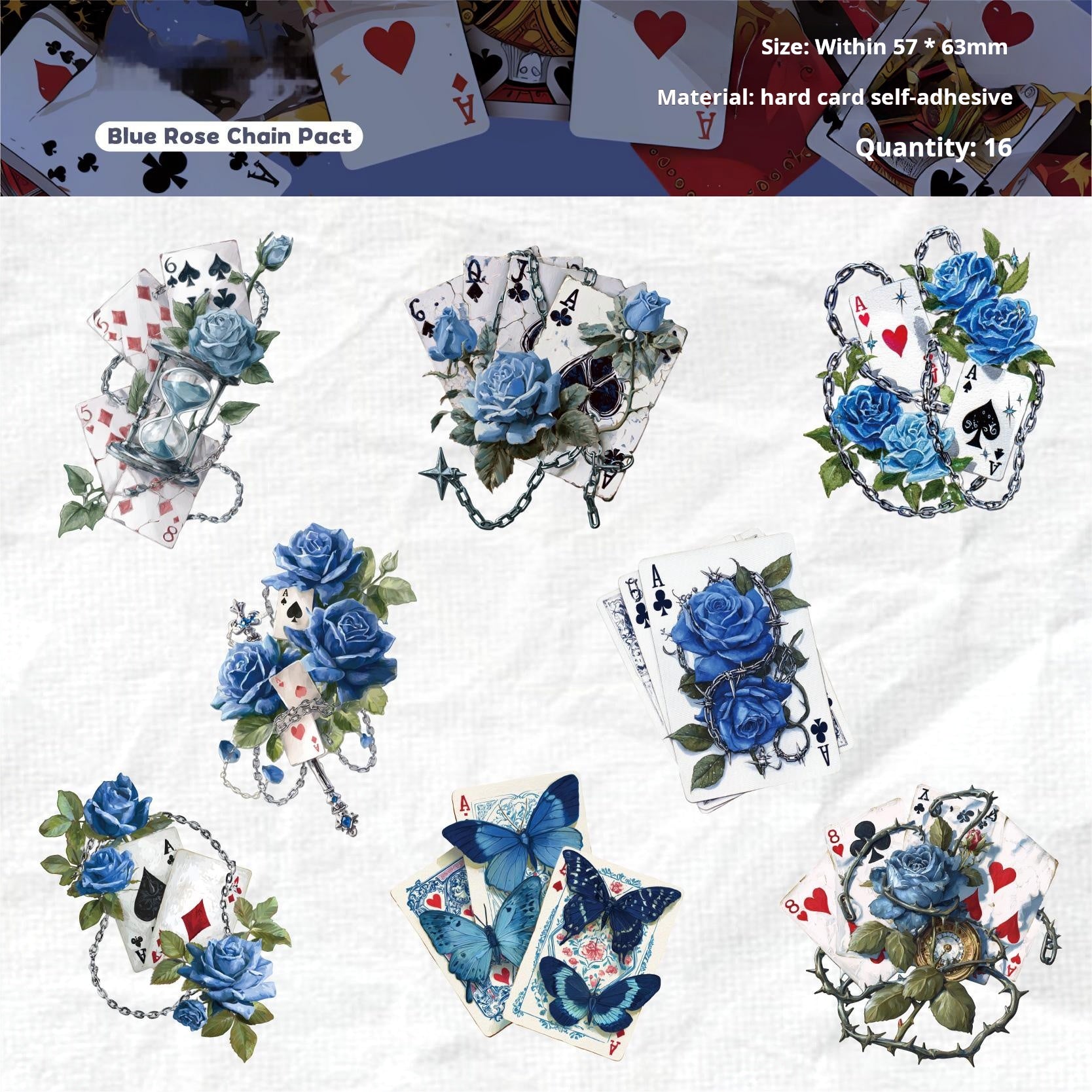 260115 Playing card cardstock sticker -16Pcs each pack