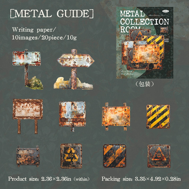 0816 Metal collection room cardstock Sticker -20Pcs each pack